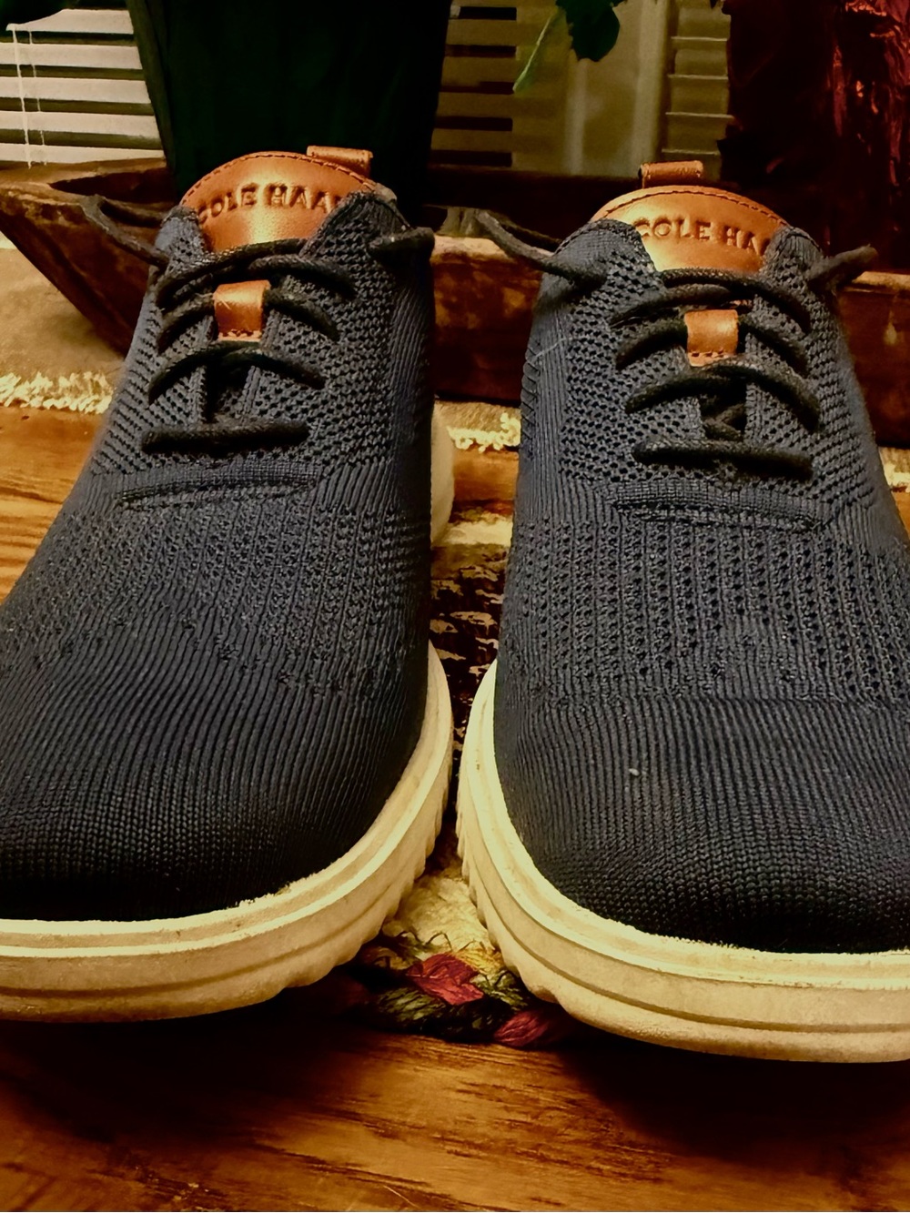 Cole Haan Grand Stretch Knit Wing Tip Oxford Shoes Navy Blue C37369 Sz 10M EUC! - Picture 3 of 8